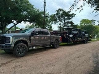 Classic car secured on a LeadFoot Express trailer